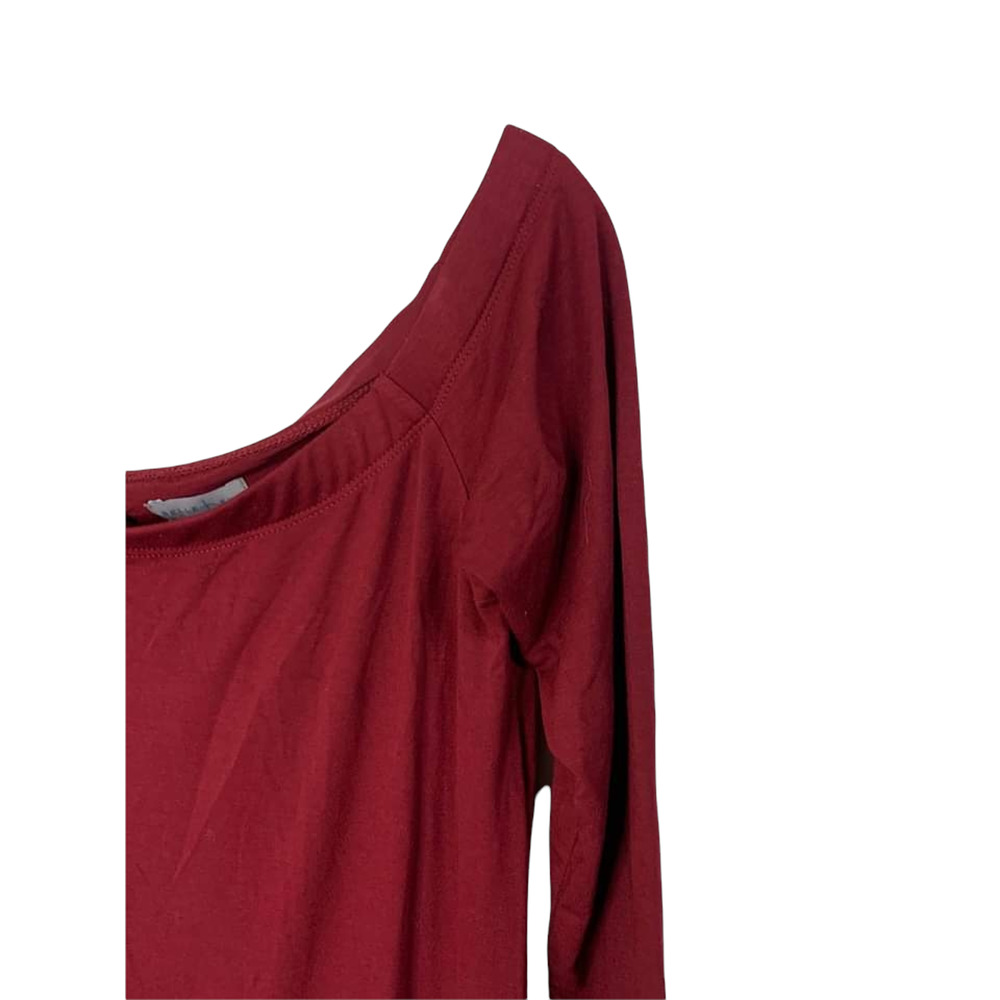 BELLE + SKY Off Shoulder Midi Maroon‎ Fitted Dress Size Medium - Picture 2 of 5